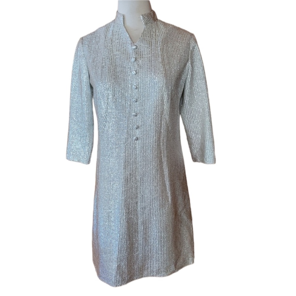 1960s Metallic Silver Mini Dress